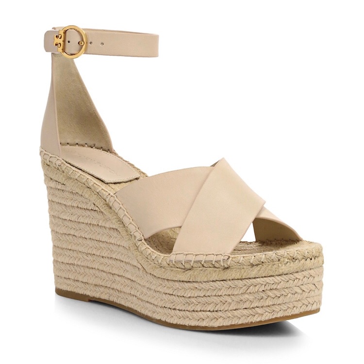 Tory Burch Selby Leather Platform Espadrille Wedge